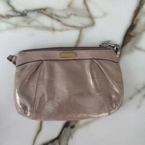 Coach Large Shimmering Rose Gold Wristlet